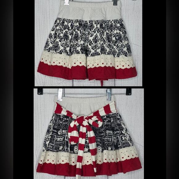 Persnickety Skirt - Lily Reversible Holiday Christmas Striped Tie Skirt, sz 3 - Picture 1 of 6